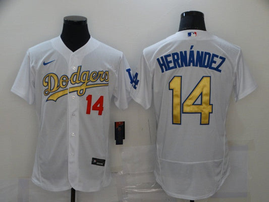 Men's Los Angeles Dodgers Enrique Hernandez #14 White Replica Player Jersey