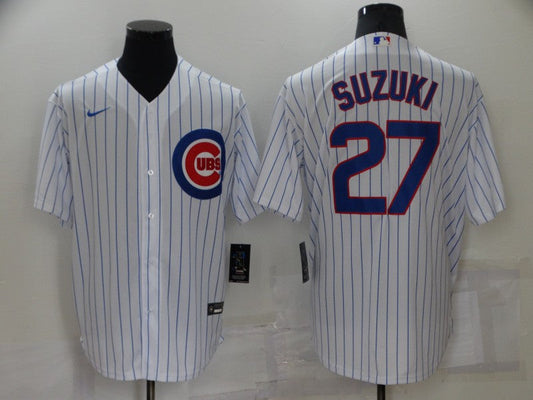 Men's Chicago Cubs Seiya Suzuki #27 White Replica Baseball Jersey