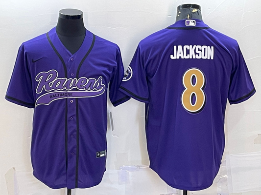 Men's Baltimore Ravens Lamar Jackson #8 Purple Player Jersey Joint Edition