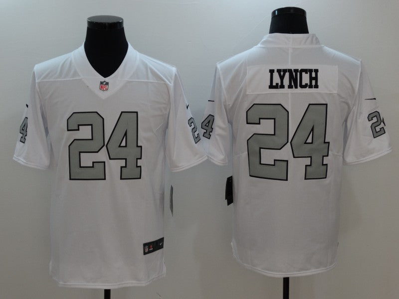 Men's Las Vegas Raiders Marshawn Lynch #24 White Game Player Jersey