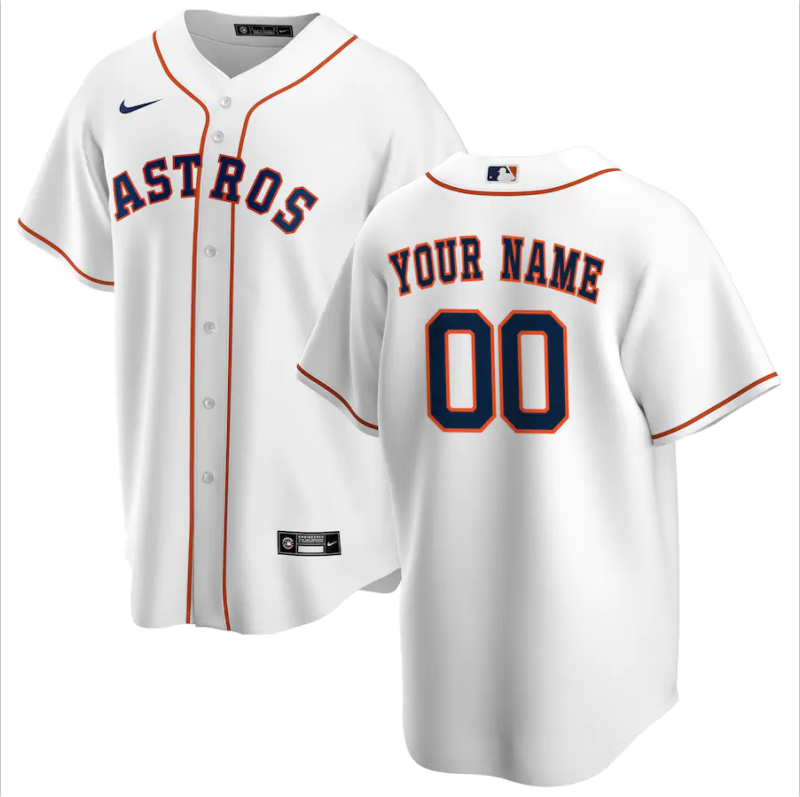 Men's Houston Astros White Home Replica Custom Jersey