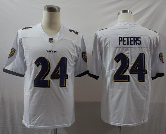 Men's Baltimore Ravens Marcus Peters #24 White Game Jersey