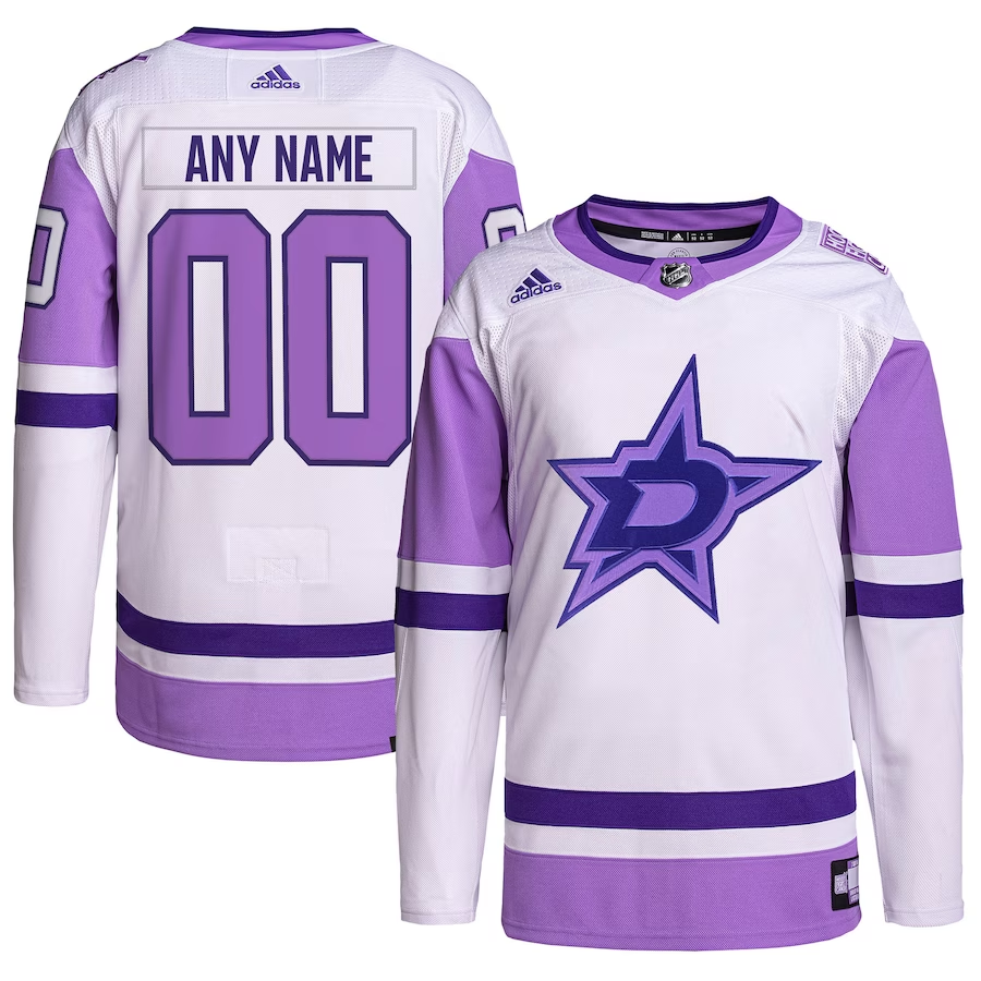 Men's Dallas Stars White/Purple Hockey Fights Cancer Primegreen Authentic Custom Jersey