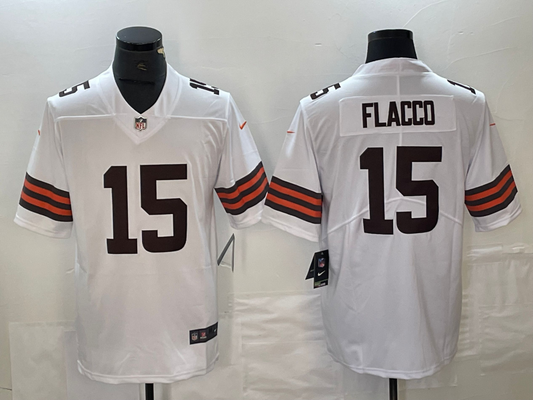 Men's Cleveland Browns Joe Flacco #15 White Game Player Jersey