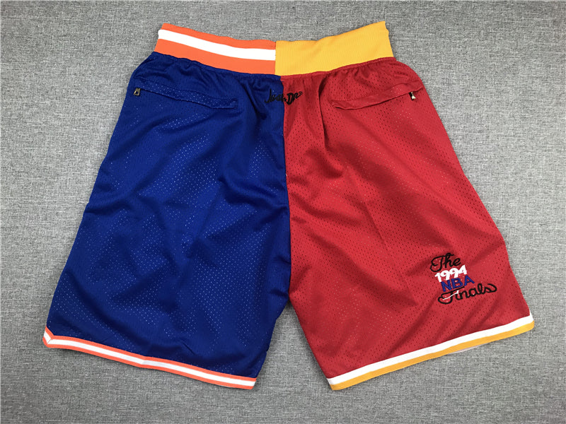 Men's Houston Rockets/New York Knicks Red/Blue Splicing Basketball Shorts