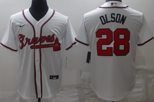 Men's Atlanta Braves Matt Olson #28 White Replica Jersey