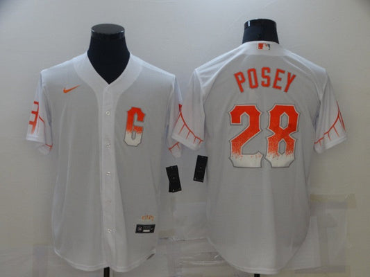 Men's San Francisco Giants Buster Posey #28 White Replica Player Jersey City Edition