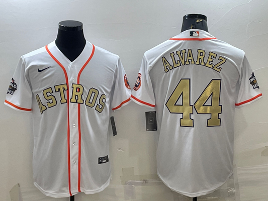 Men's Houston Astros Yordan Alvarez #44 White Replica Player Jersey