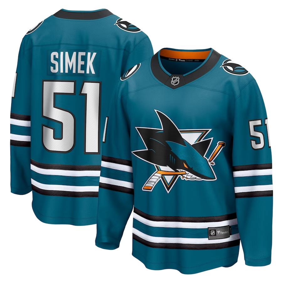 Men's San Jose Sharks Radim Simek #51 Teal Breakaway Home Player Jersey