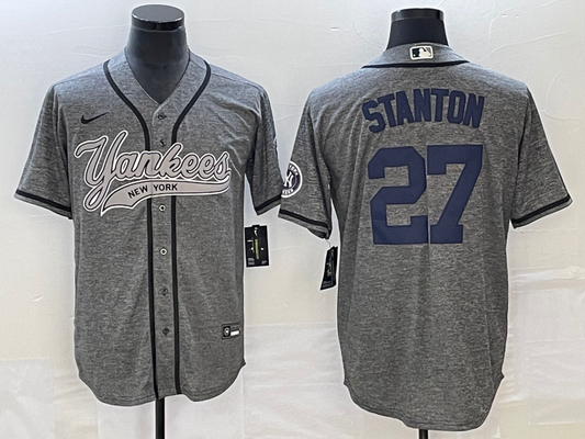 Men's New York Yankees Giancarlo Stanton #27 Gray Game Jersey Joint Edition