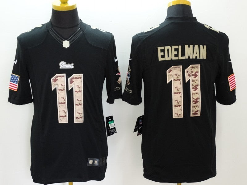 Men's New England Patriots Julian Edelman #11 Black Authentic Game Jersey