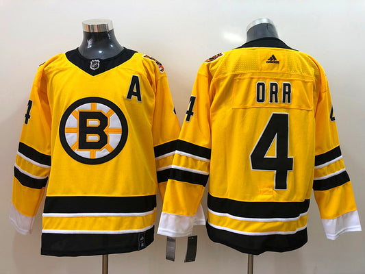 Men's Boston Bruins Bobby Orr #4 Yellow Replica Jersey