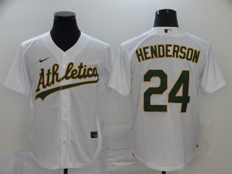 Men's Oakland Athletics Rickey Henderson #24 White Replica Team Jersey