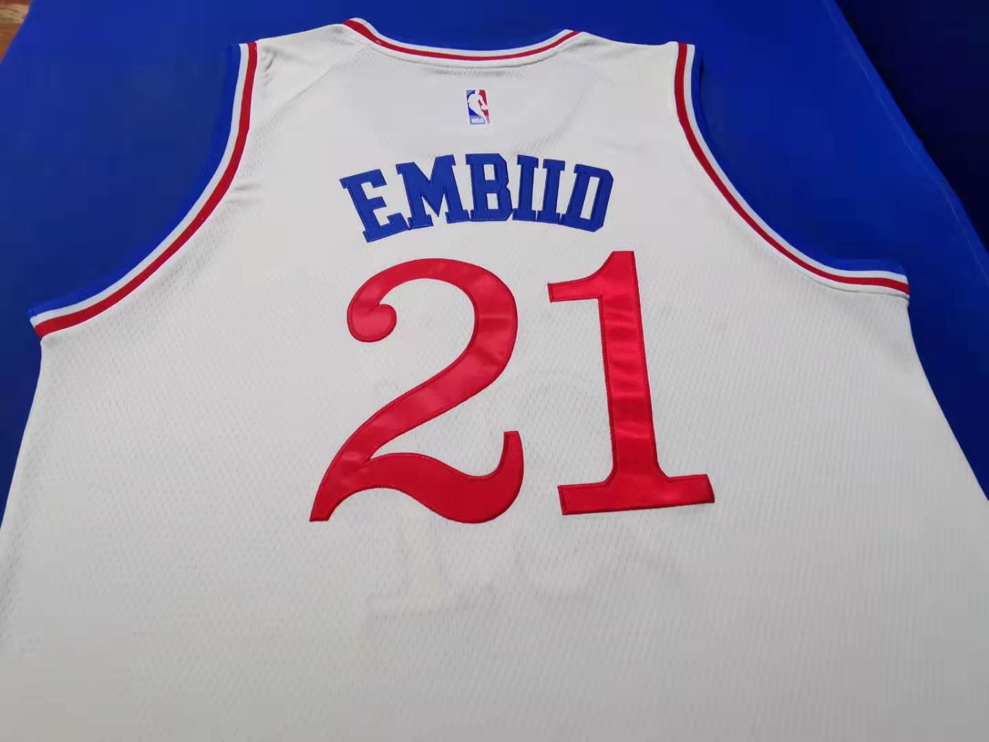 Men's Philadelphia 76ers Joel Embiid #21 NBA White Swingman Player Jersey