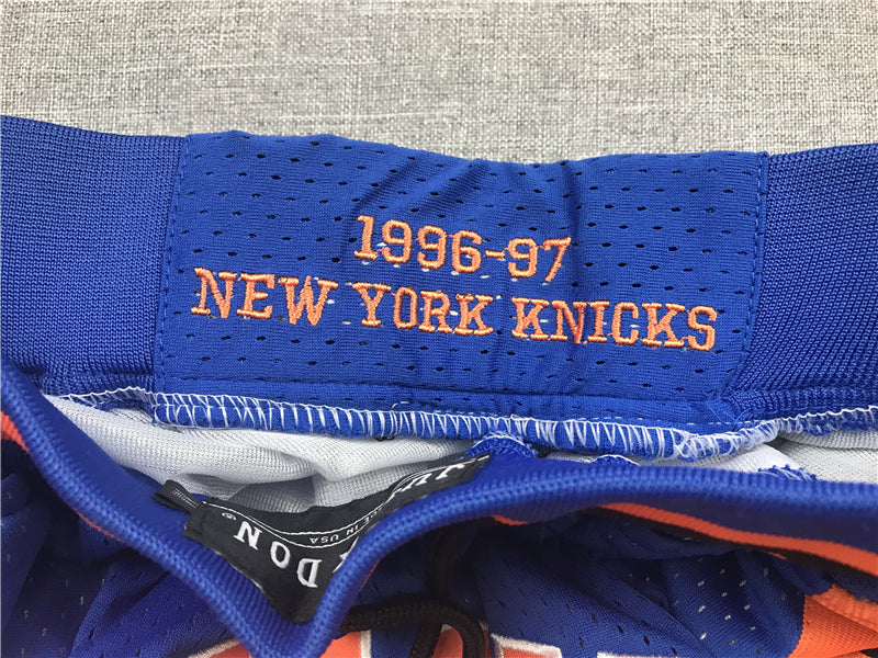 Men's New York Knicks Blue/Black Hardwood Classics 1996-97 Basketball Shorts