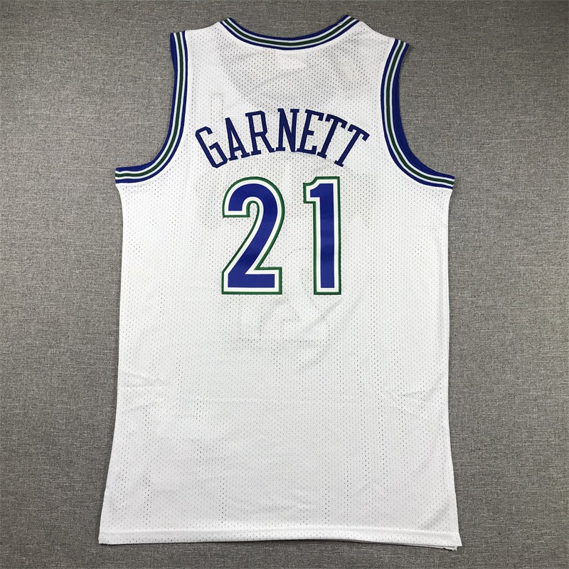 Men's Minnesota Timberwolves Kevin Garnett #21 White Hardwood Classics Swingman Jersey