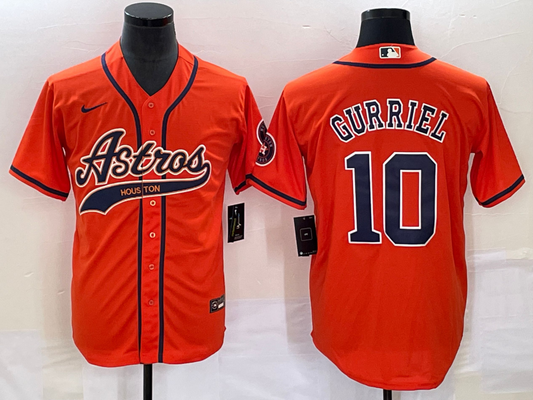 Men's Houston Astros Yuli Gurriel #10 Orange Replica Jersey Joint Edition