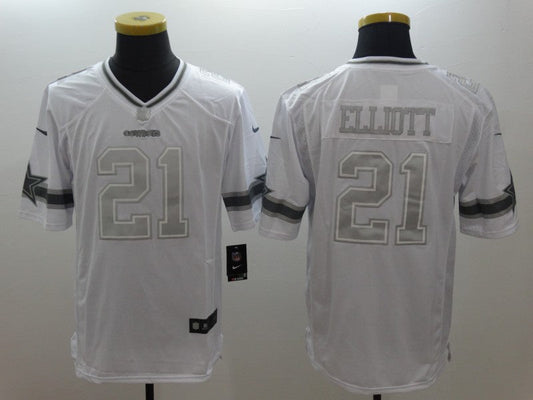 Men's Dallas Cowboys Ezekiel Elliott #21 White Game Team Jersey