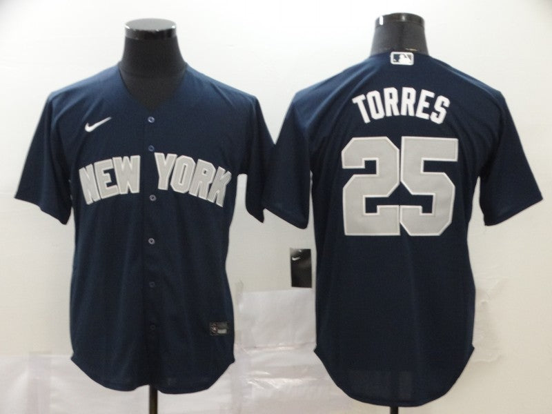 Men's New York Yankees Gleyber Torres #25 Navy Replica Baseball Jersey