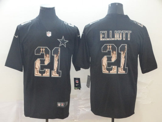 Men's Dallas Cowboys #21 Ezekiel Elliott Black Alternate Game Jersey