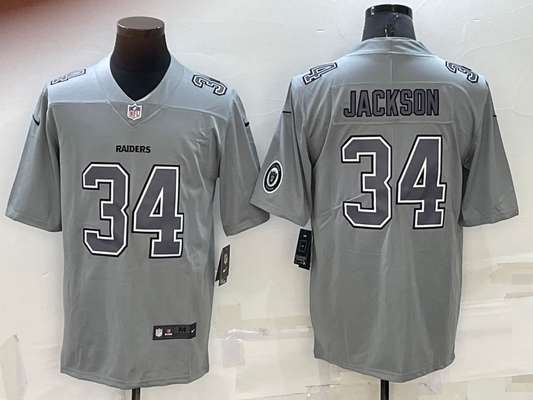 Men's Las Vegas Raiders Bo Jackson #34 Gray Atmosphere Fashion Game Jersey