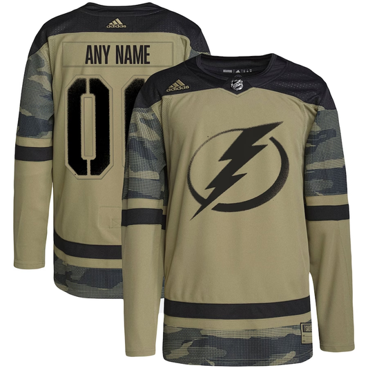 Men's Tampa Bay Lightning Camo Military Appreciation Team Authentic Custom Practice Jersey