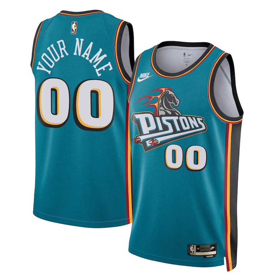 Men's Detroit Pistons Teal 2022/23 Custom Swingman Jersey - Classic Edition