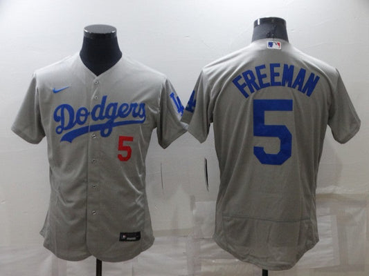 Men's Los Angeles Dodgers Freddie Freeman #5 Gray Stitched Jersey