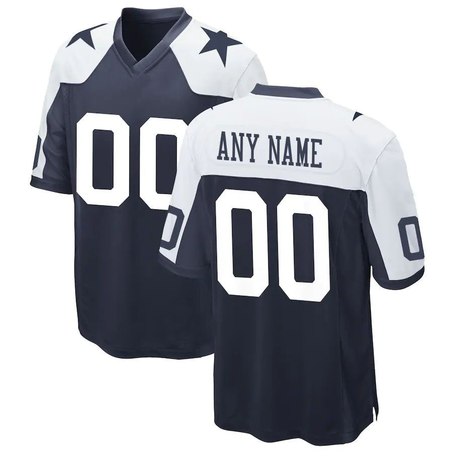 Custom Dallas Cowboys Jersey White Stitched Blue Game Stitched American Football Jerseys