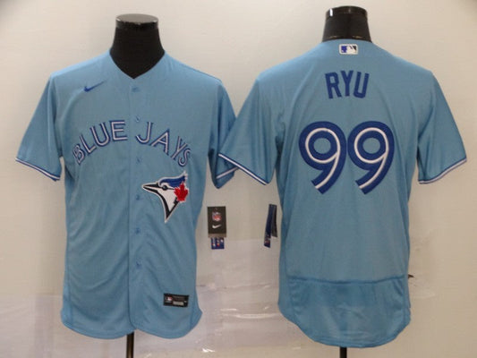 Men's Toronto Blue Jays Hyun-Jin Ryu #99 Light Blue Replica Baseball Jersey