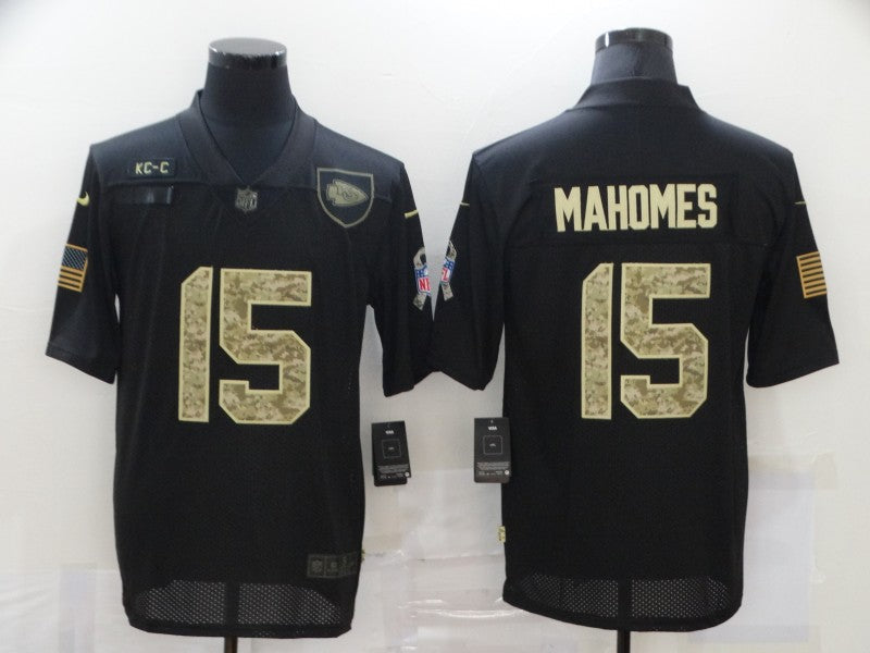 Men's Kansas City Chiefs #15 Patrick Mahomes Black Game Player Jersey