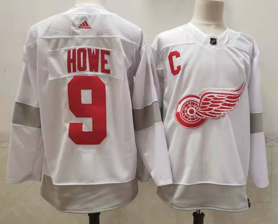 Men's Detroit Red Wings Gordie Howe #9 White Breakaway Player Jersey