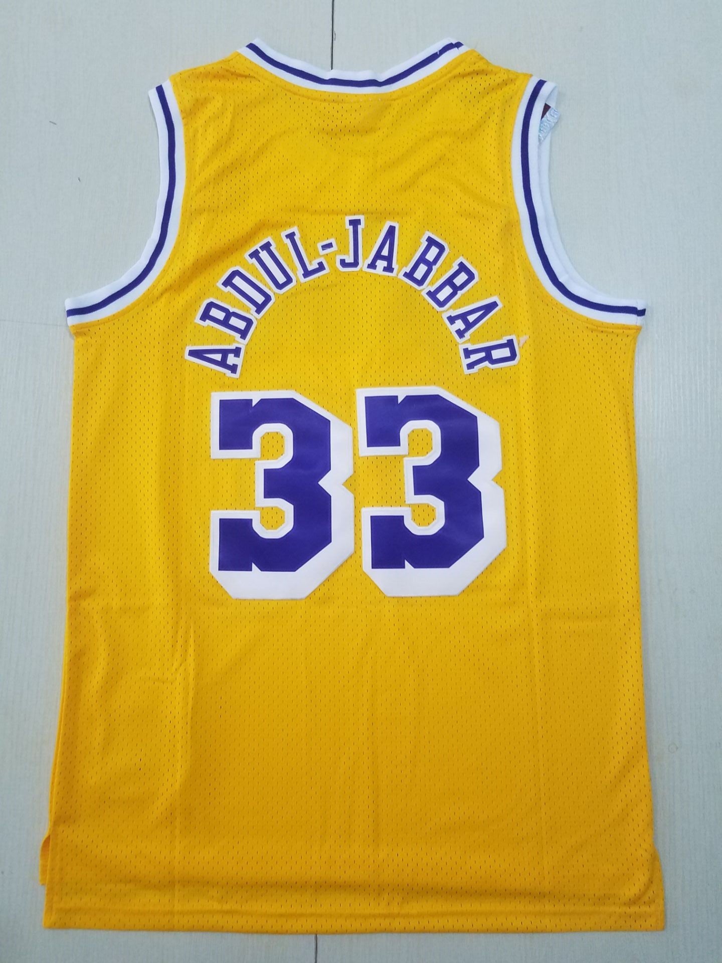 Men's Los Angeles Lakers Kareem Abdul-Jabbar Gold Hardwood Classics Jersey