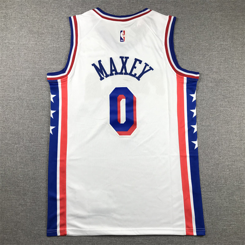 Men's Philadelphia 76ers Tyrese Maxey White Fastbreak Replica Player Jersey