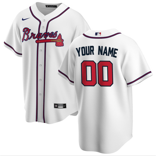 Men's Atlanta Braves White Home Replica Custom Jersey