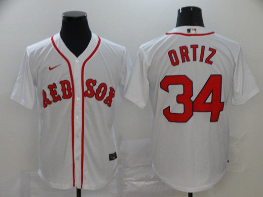 Men's Boston Red Sox David Ortiz #34 White Replica Baseball Jersey