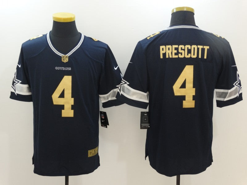 Men's Dallas Cowboys Dak Prescott #4 Navy Team Game Jersey