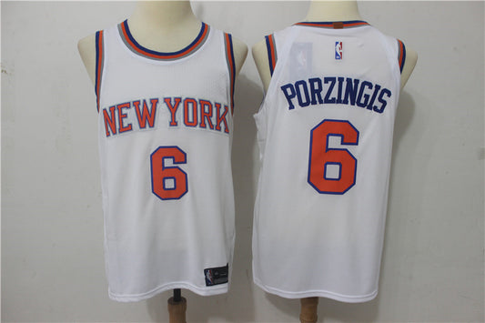 Men's New York Knicks Kristaps Porzingis #6 NBA White Swingman Jersey