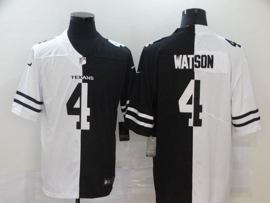 Men's Houston Texans Deshaun Watson #4 Black/White Game Jersey