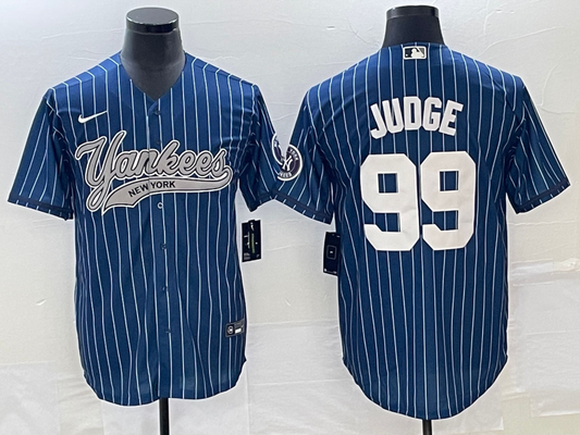 Men's New York Yankees Aaron Judge #99 Blue Player Jersey Joint Edition