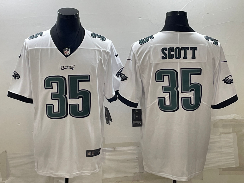 Men's Philadelphia Eagles Boston Scott #35 White Game Jersey