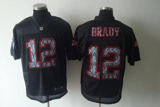 Men's New England Patriots Tom Brady #12 Black Authentic Game Jersey