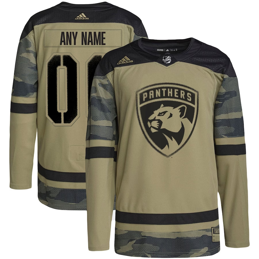 Men's Florida Panthers Camo Military Appreciation Team Authentic Custom Practice Jersey