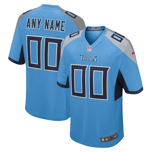 Custom Tennessee Titans Light Blue Alternate Game Jersey