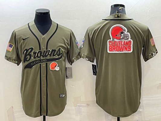 Men's Cleveland Browns Olive 2021 Salute To Service Limited Player Jersey