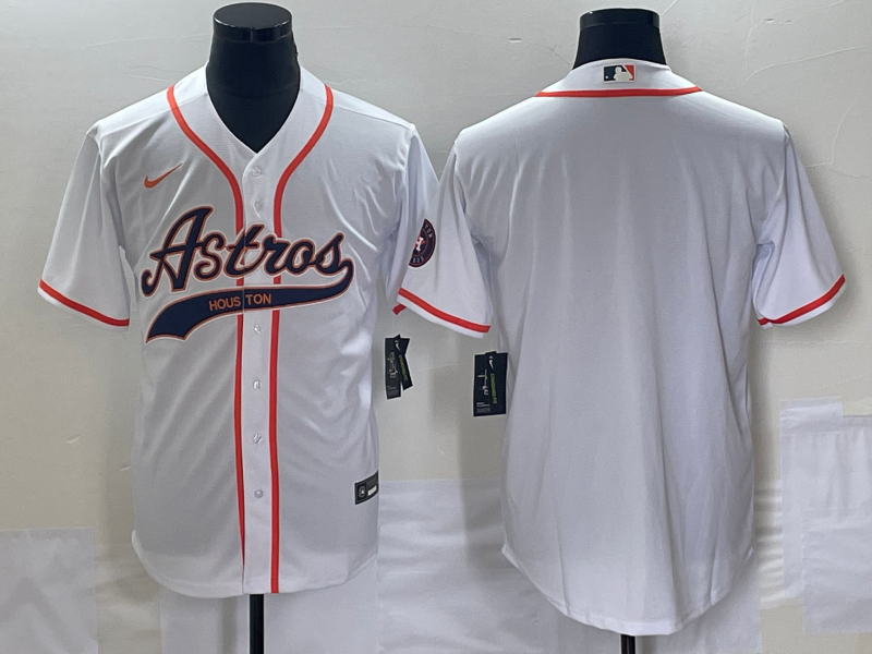 Men's Houston Astros White Replica Blank Jersey Joint Edition