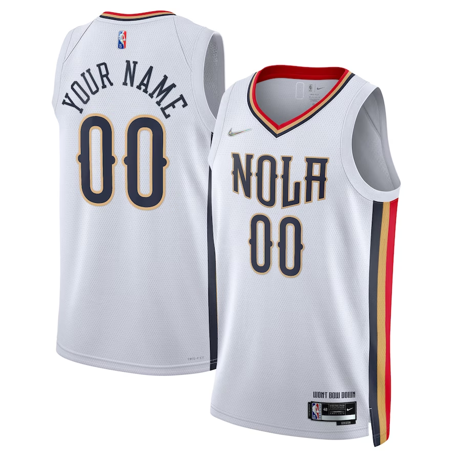 Men's New Orleans Pelicans White 2021/22 Swingman Custom Jersey - City Edition