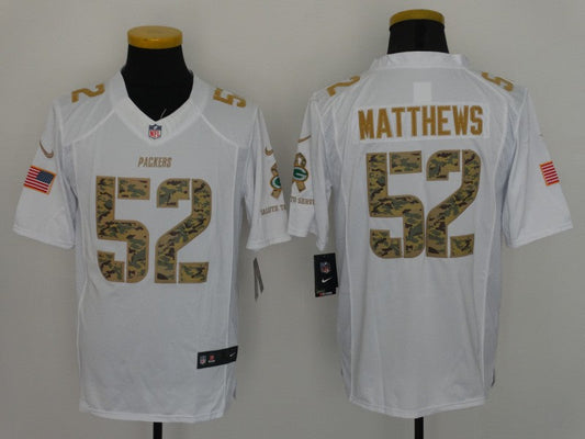 Men's Green Bay Packers Clay Matthews #52 White Player Game Jersey