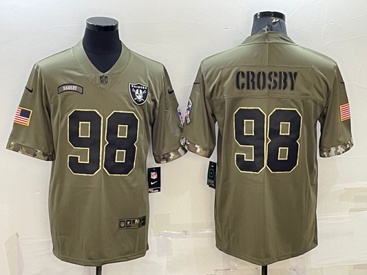 Men's Las Vegas Raiders Maxx Crosby #98 Olive 2022 Salute To Service Limited Jersey