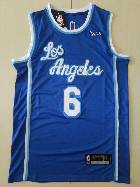 Men's Los Angeles Lakers LeBron James #6 Blue Hardwood Classic Swingman Jersey